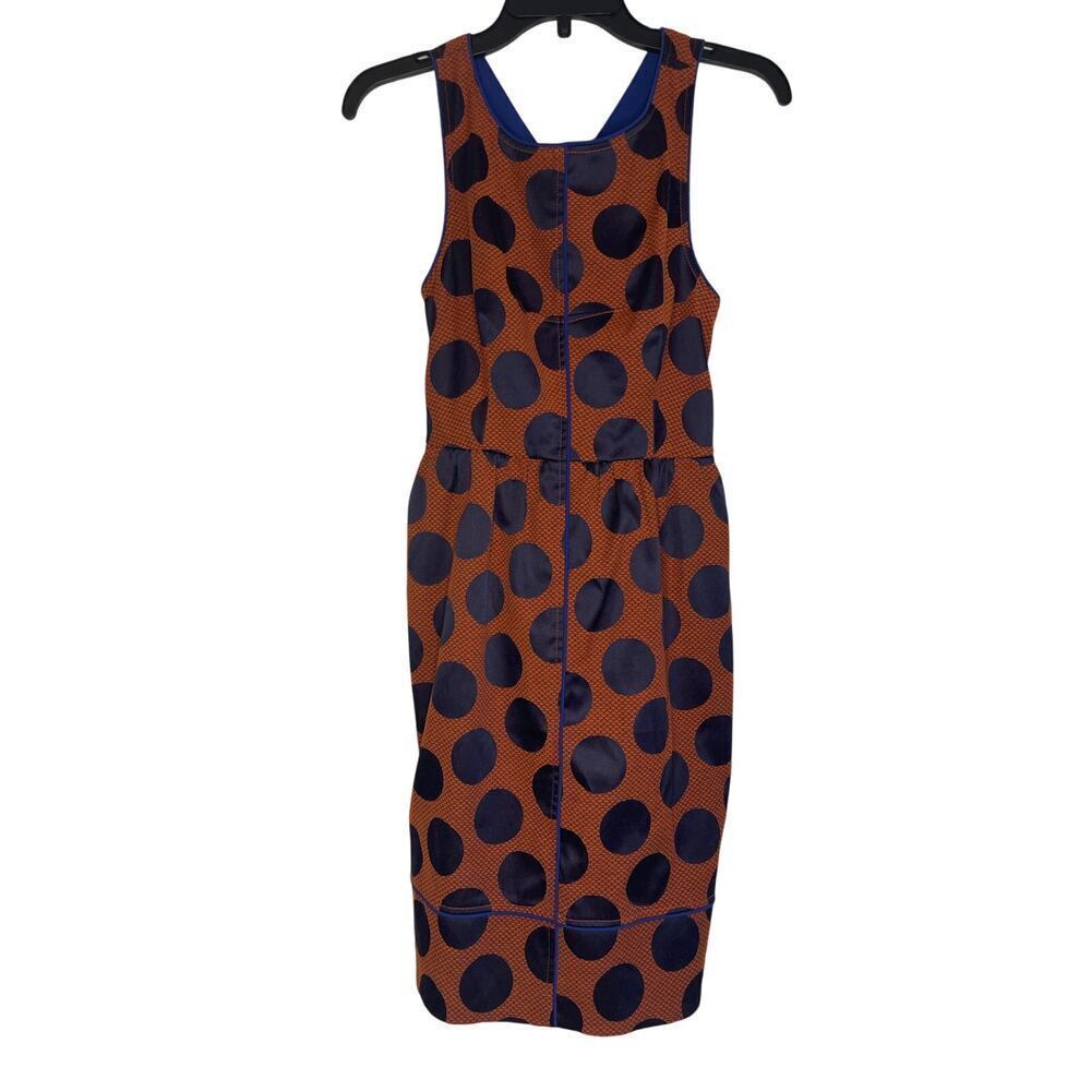 Maeve Anthropologie Women's Size 2 Orange Blue Polka Dot Sleeveless Sheath Dress